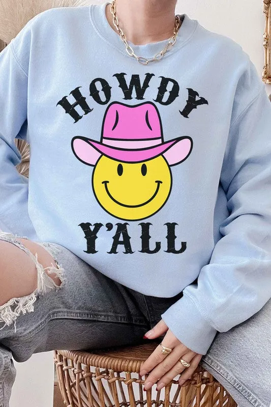 HOWDY YALL SMILEY GRAPHIC SWEATSHIRT PLUS SIZE