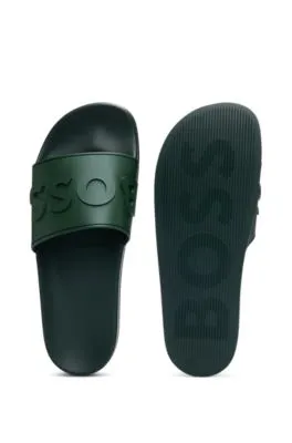 Italian-made slides with raised logo