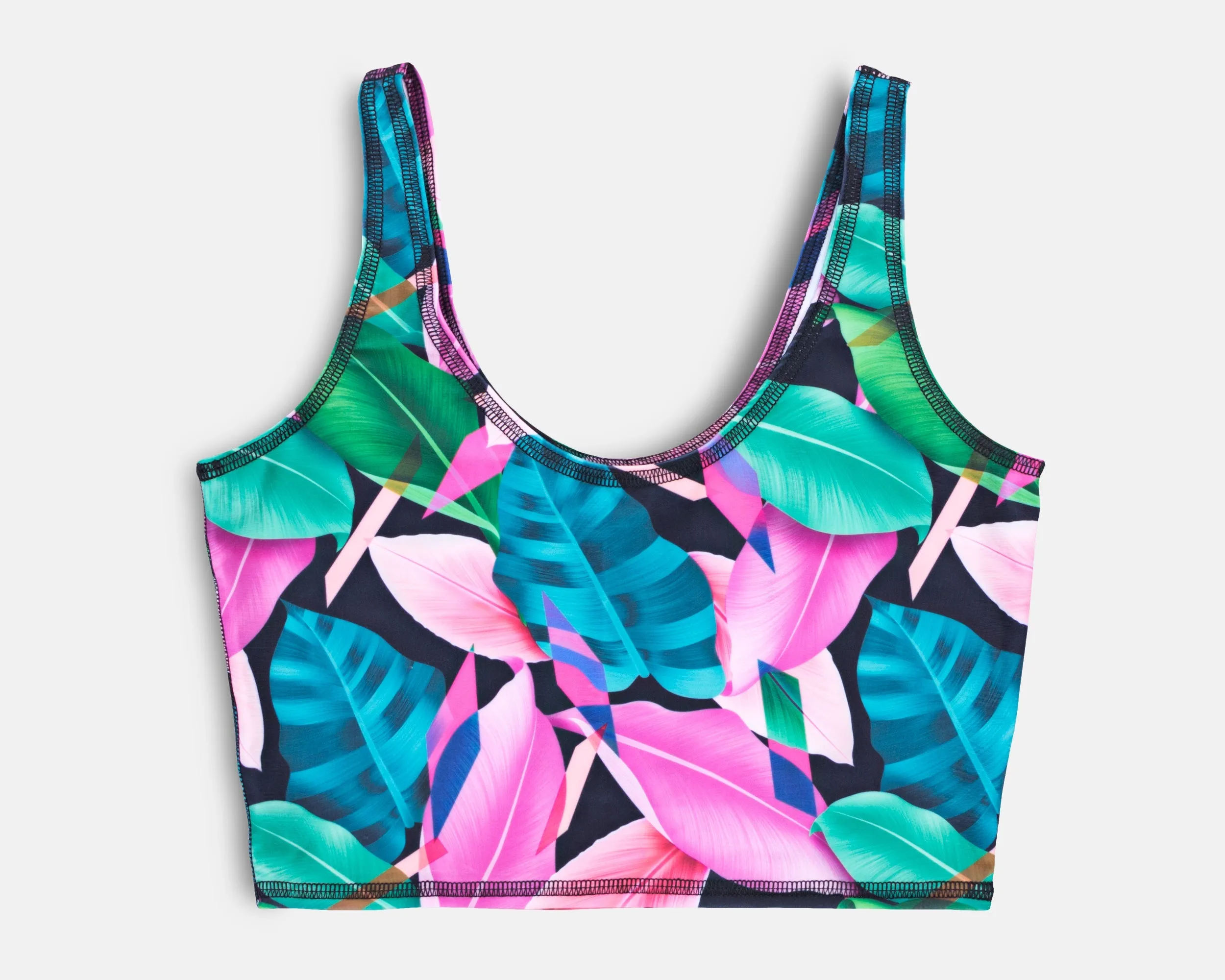 Jade Crop Yoga Top - Fiji Garden print