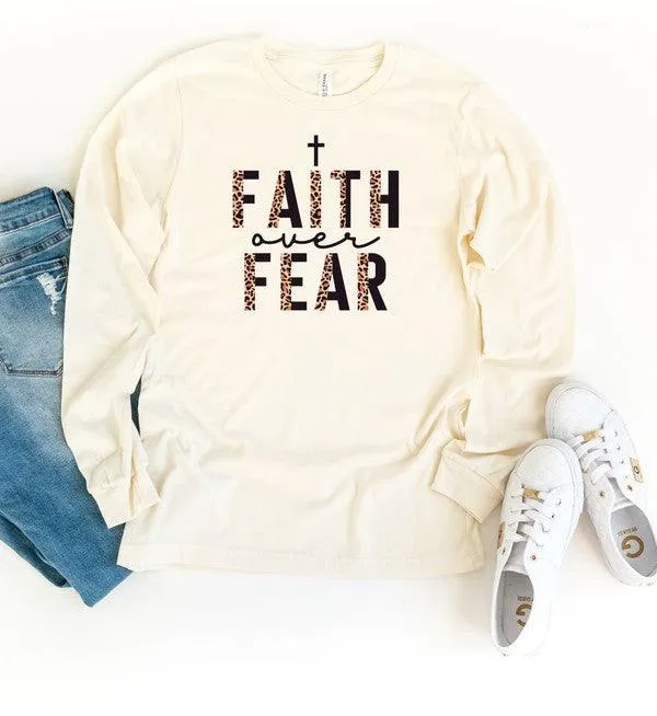 Leopard Faith Over Fear Long Sleeve Tee