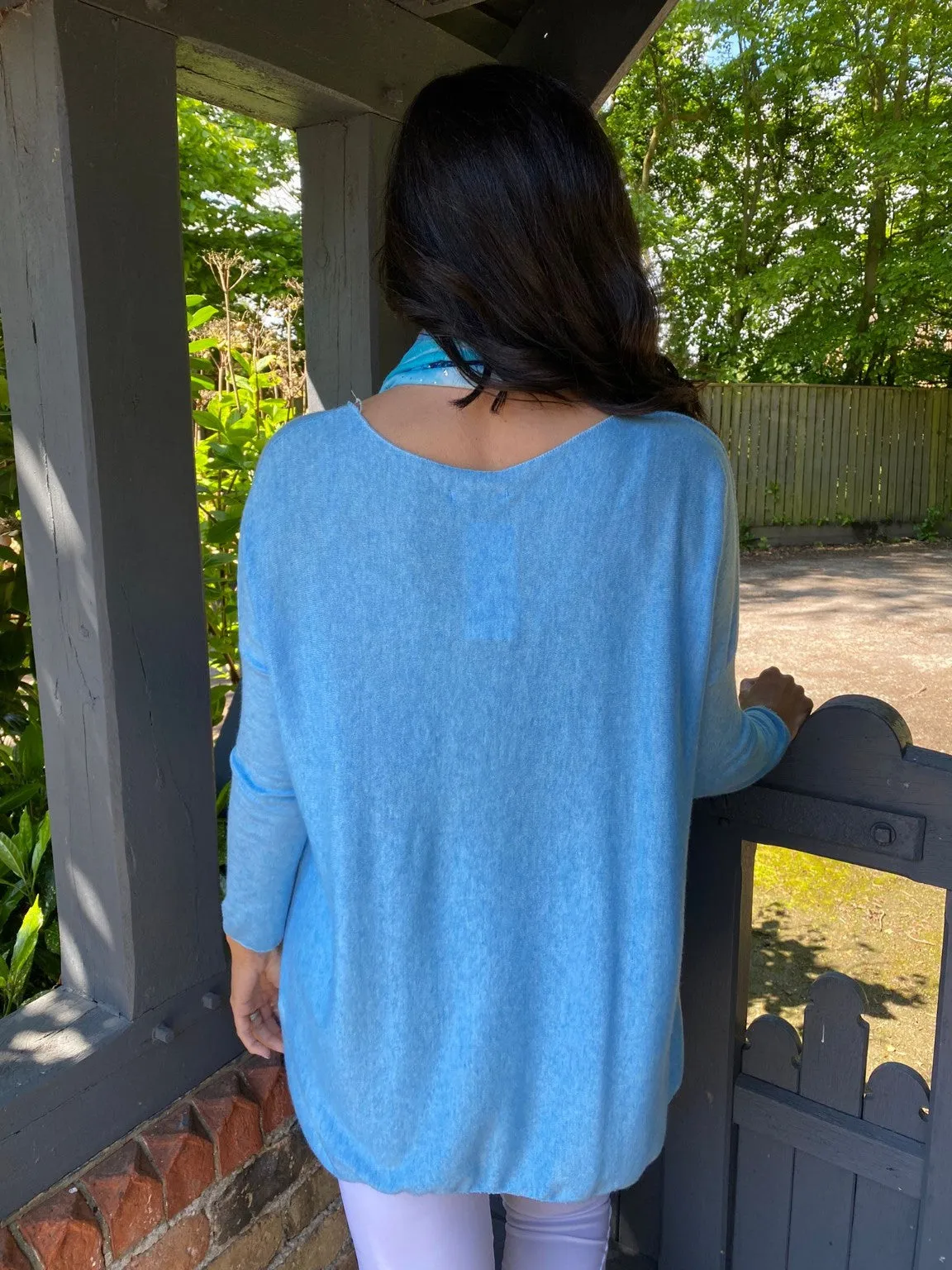 Light Blue Fine Knitted Top Fifi