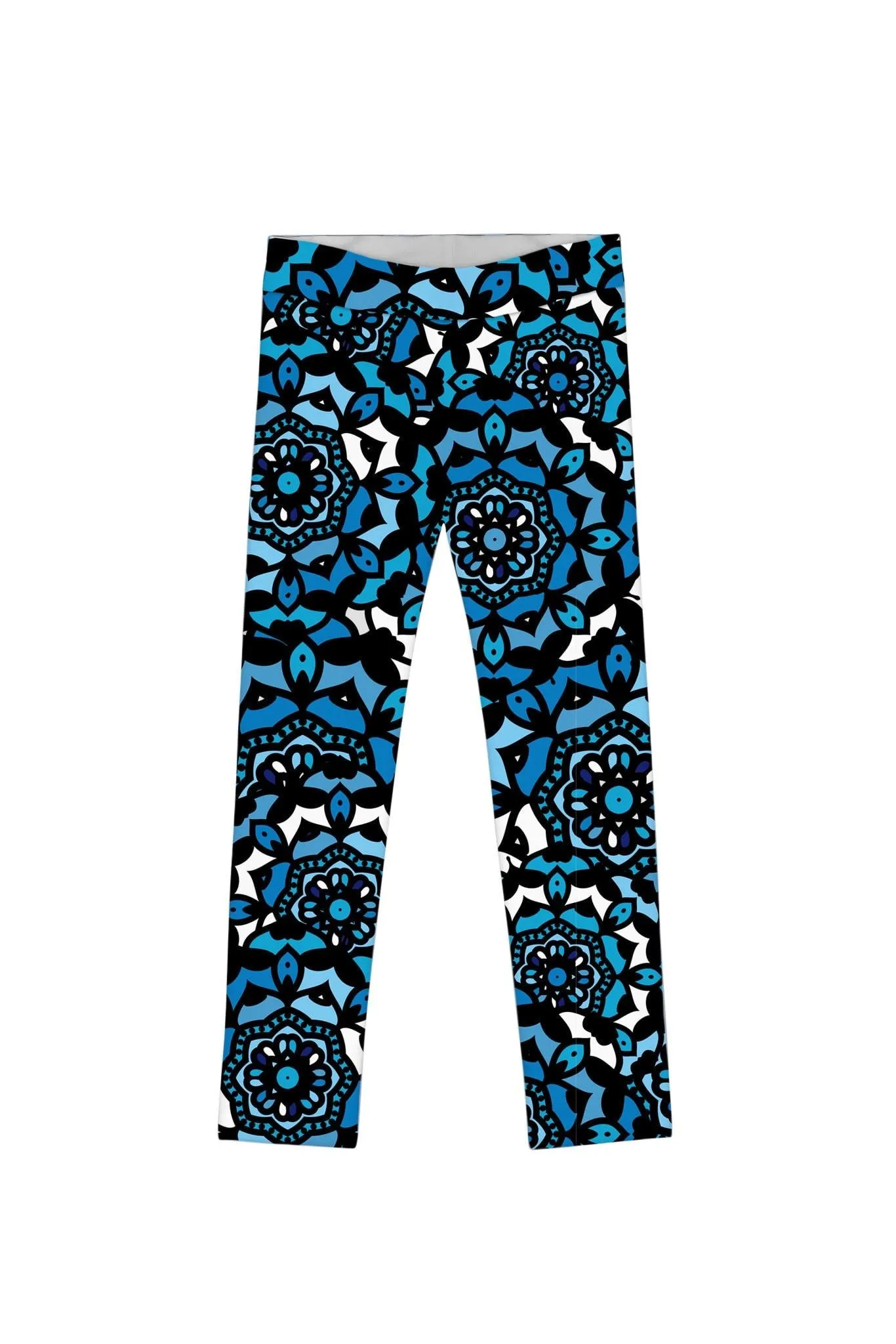 Little Kaleidoscope Lucy Cute Blue Geometric Print Leggings - Girls