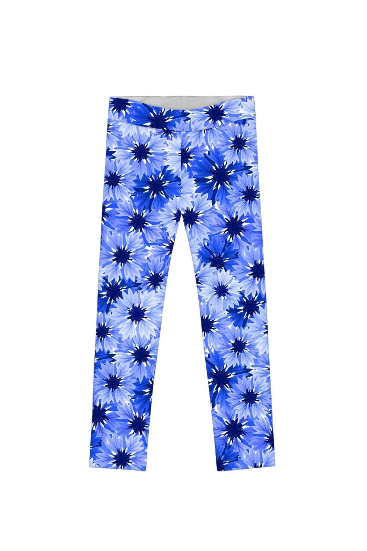 Little Wild Bloom Lucy Cute Blue Floral Print Leggings - Girls