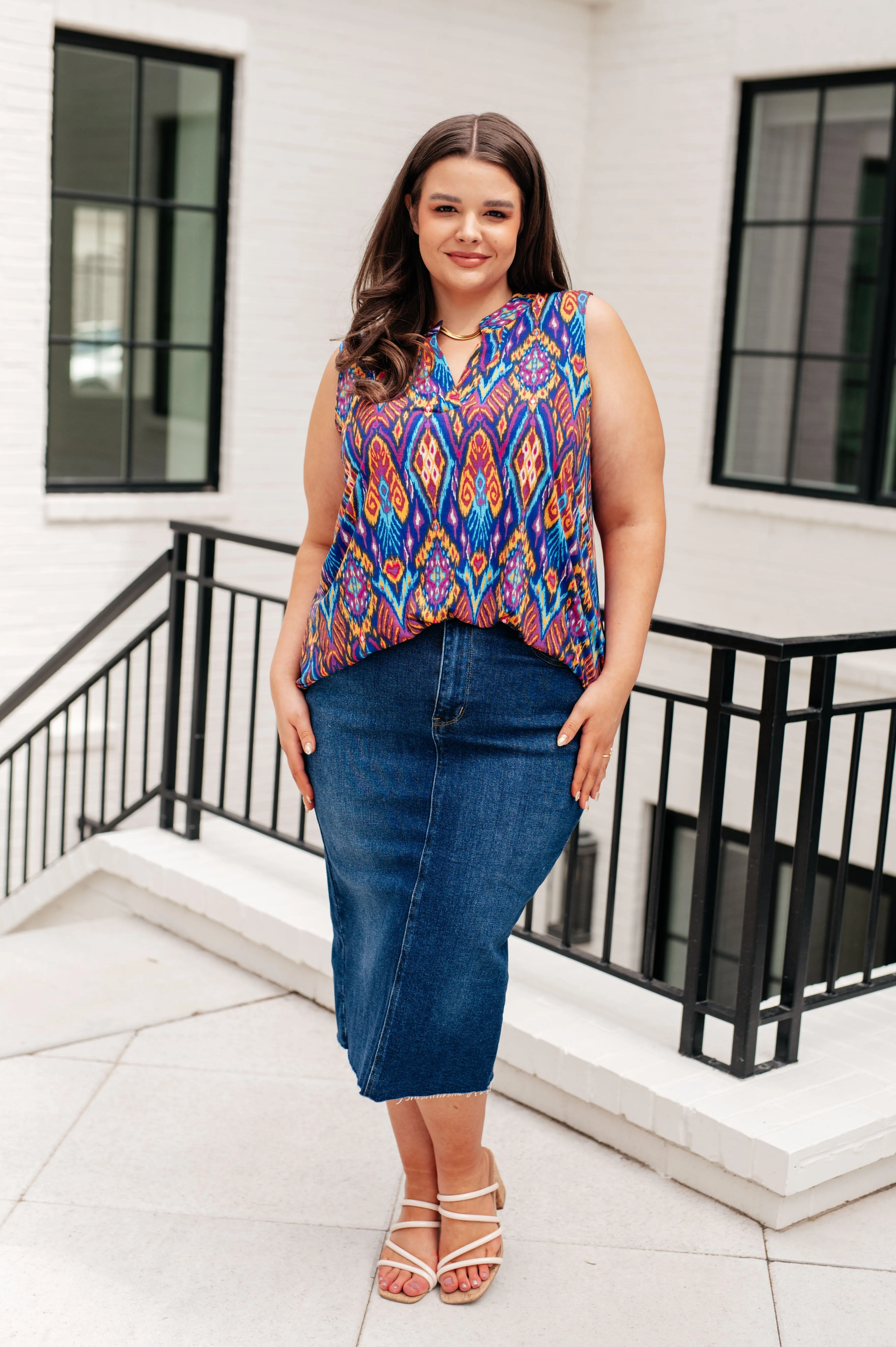 Lizzy Tank Top in Royal and Purple Deco