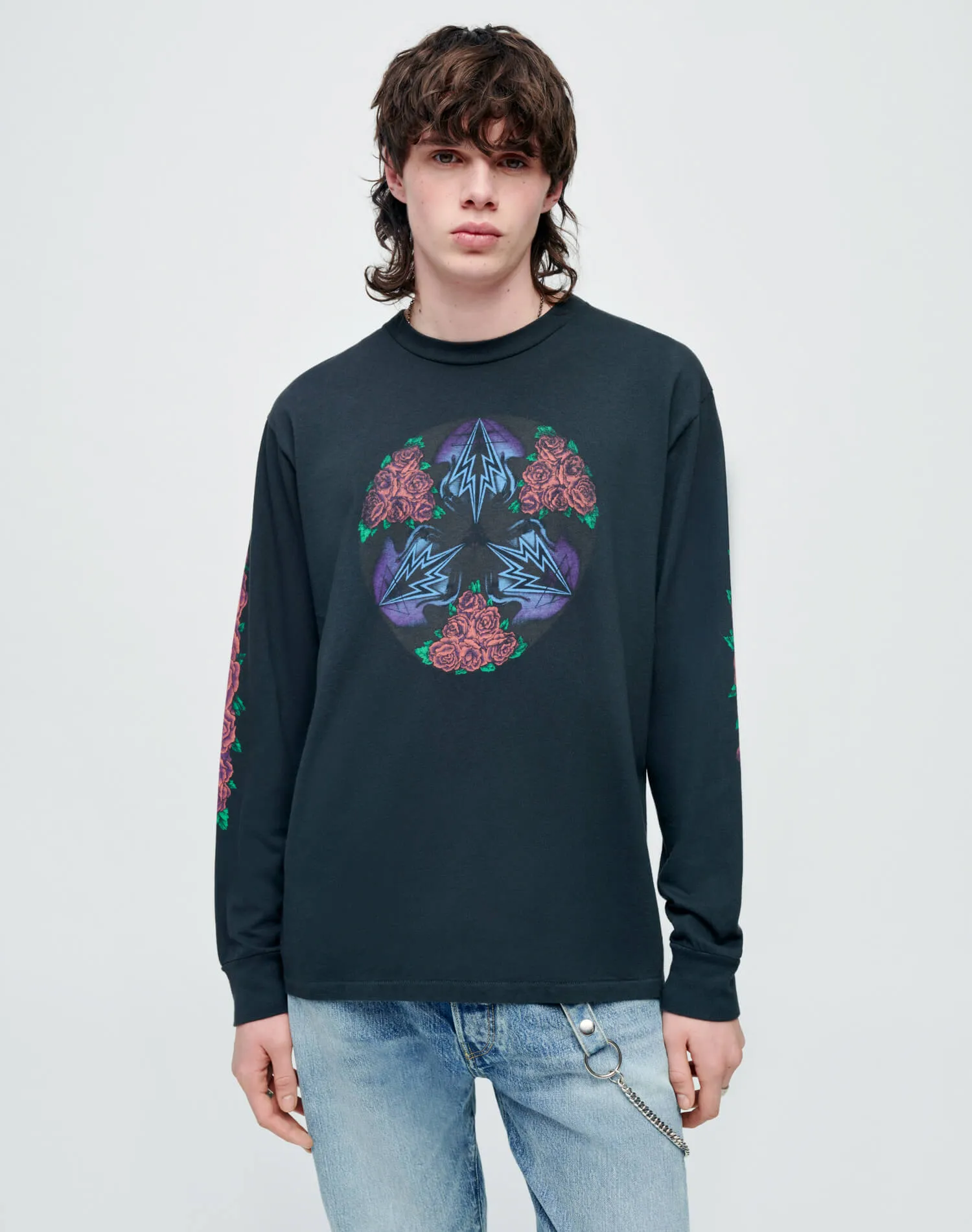 Loose Long Sleeve Cosmic Rose - Aged Black