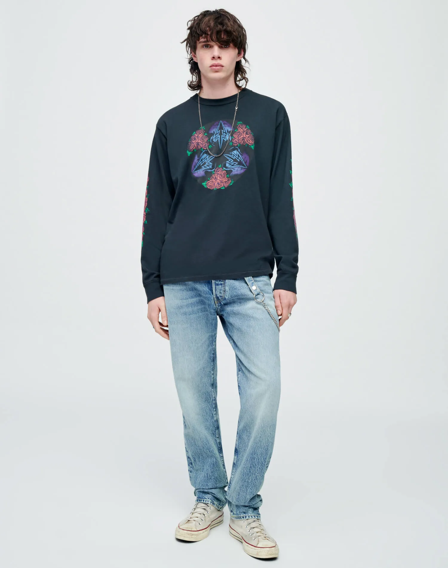 Loose Long Sleeve Cosmic Rose - Aged Black