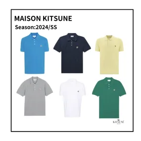 MAISON KITSUNE  |Unisex Henry Neck V-Neck Plain Cotton Short Sleeves