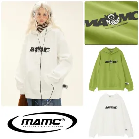 MAMC  |Unisex Street Style Long Sleeves Oversized Logo Sweatshirts