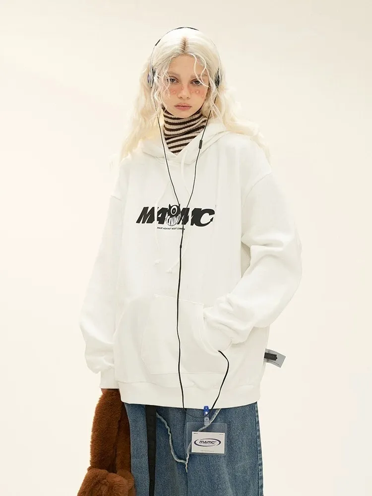 MAMC  |Unisex Street Style Long Sleeves Oversized Logo Sweatshirts