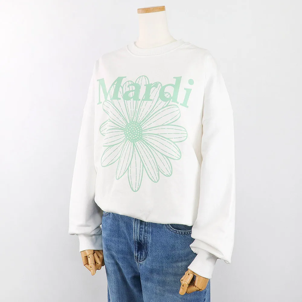 Mardi Mercredi  |Flower Patterns Rib Street Style U-Neck Long Sleeves Plain