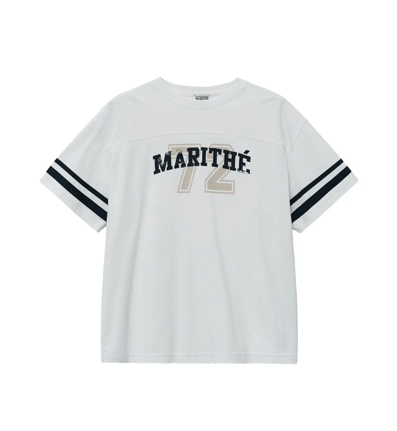 Marithe + Francois Girbaud  |Street Style U-Neck Cotton Short Sleeves Oversized Logo