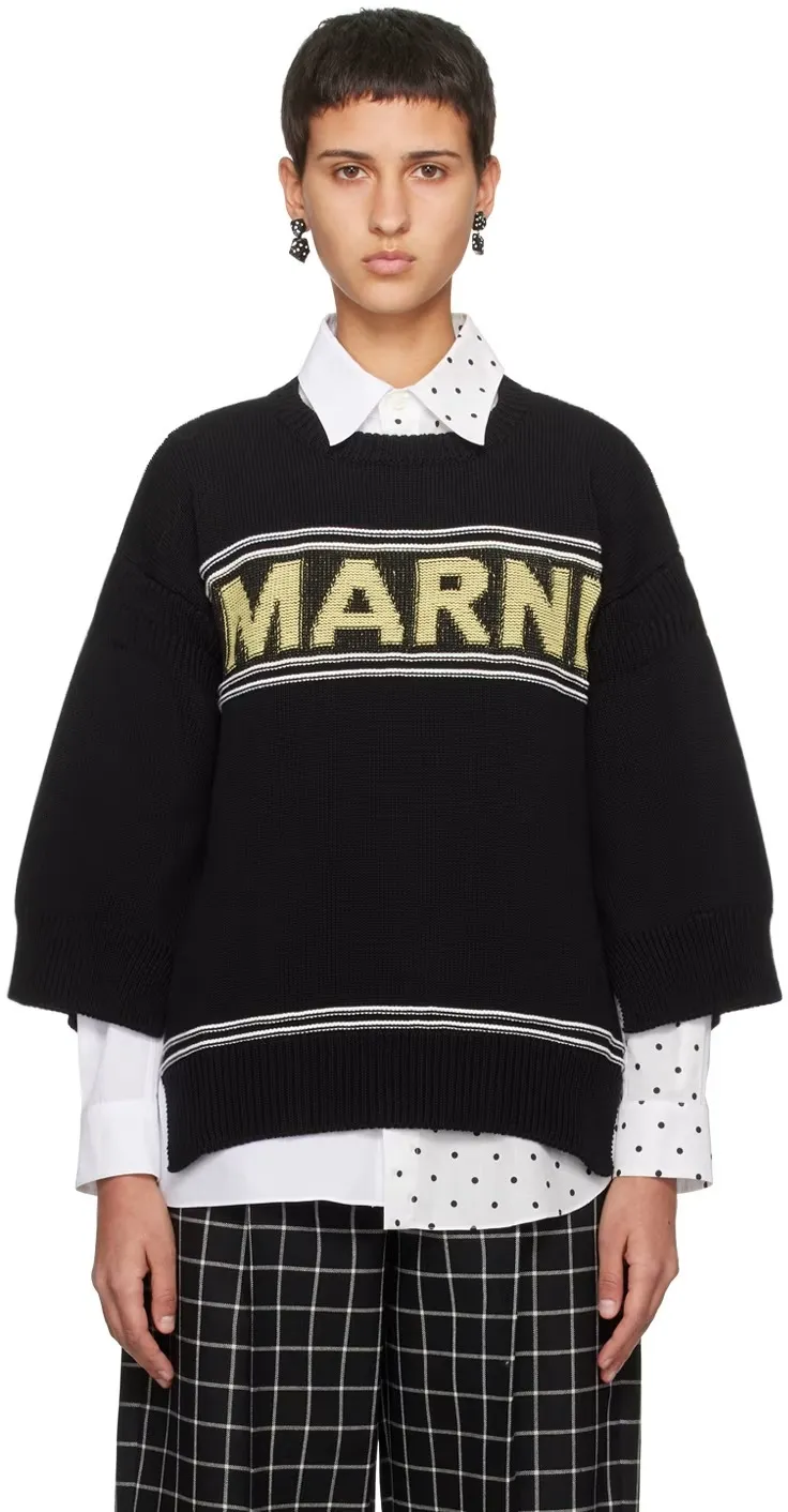 MARNI  |Crew Neck Casual Style Rib Dolman Sleeves Cropped Plain