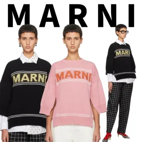 MARNI  |Crew Neck Casual Style Rib Dolman Sleeves Cropped Plain