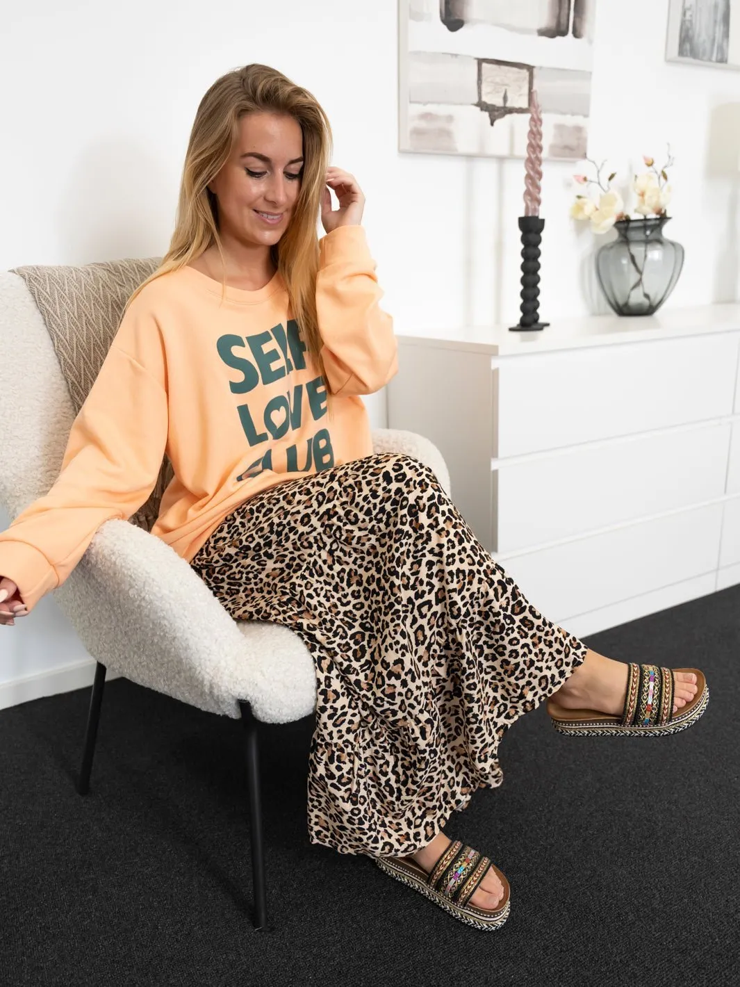 Marta du Chateau Luciana sweat salmone/siepe print