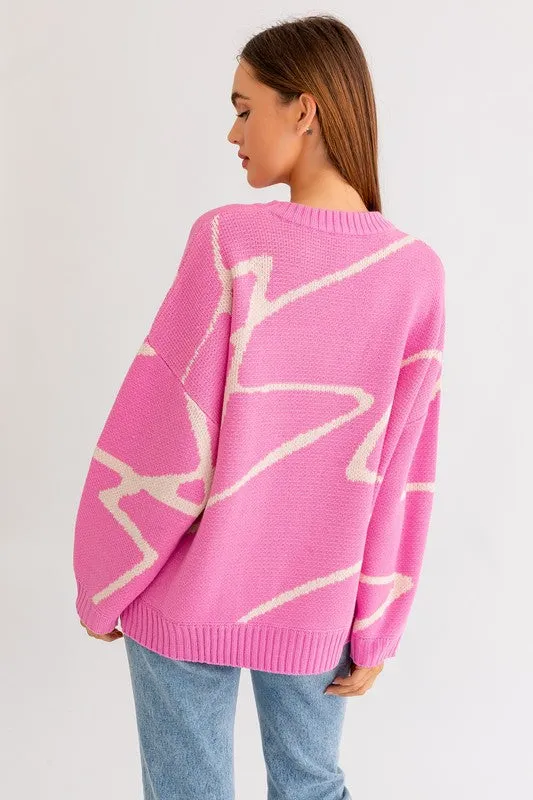 Meant To Be Abstract Pattern Oversized Sweater Top