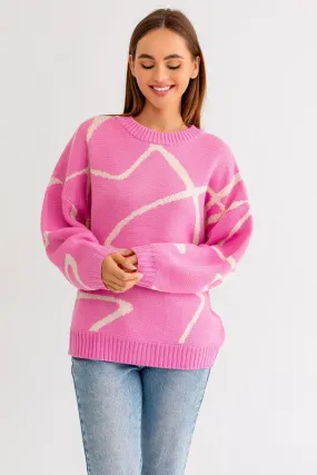 Meant To Be Abstract Pattern Oversized Sweater Top