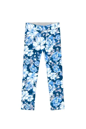 Memory Book Lucy Cute Blue Floral Printed Leggings - Girls