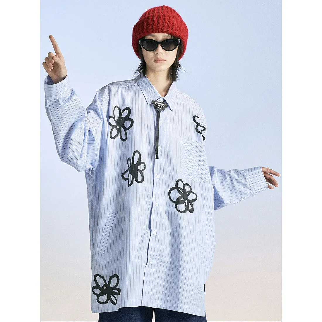 MODITEC  |Flower Patterns Unisex Street Style Long Sleeves Cotton