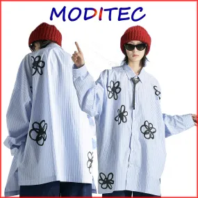 MODITEC  |Flower Patterns Unisex Street Style Long Sleeves Cotton