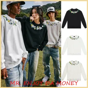 MR. ENJOY DA MONEY  |Crew Neck Flower Patterns Unisex Blended Fabrics