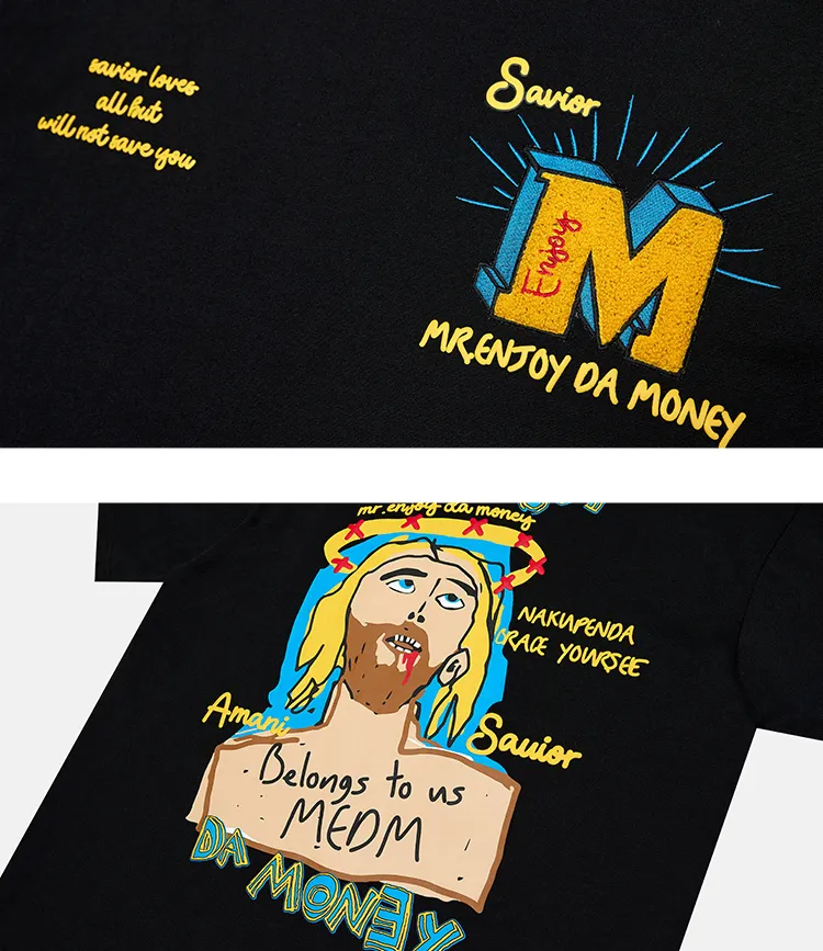 MR. ENJOY DA MONEY  |Crew Neck Unisex Blended Fabrics Street Style Cotton