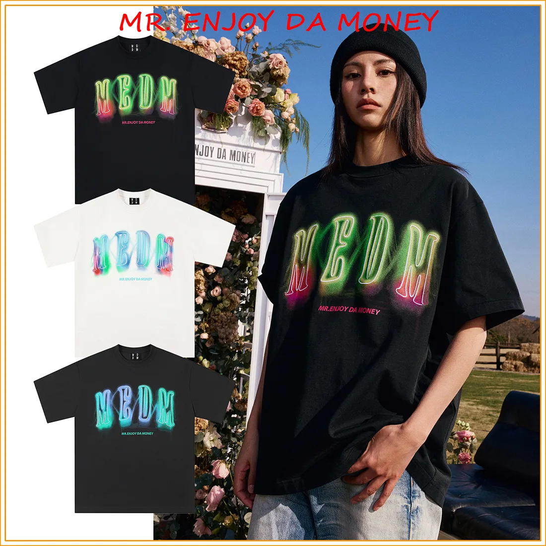 MR. ENJOY DA MONEY  |Crew Neck Unisex Street Style Cotton Short Sleeves Oversized