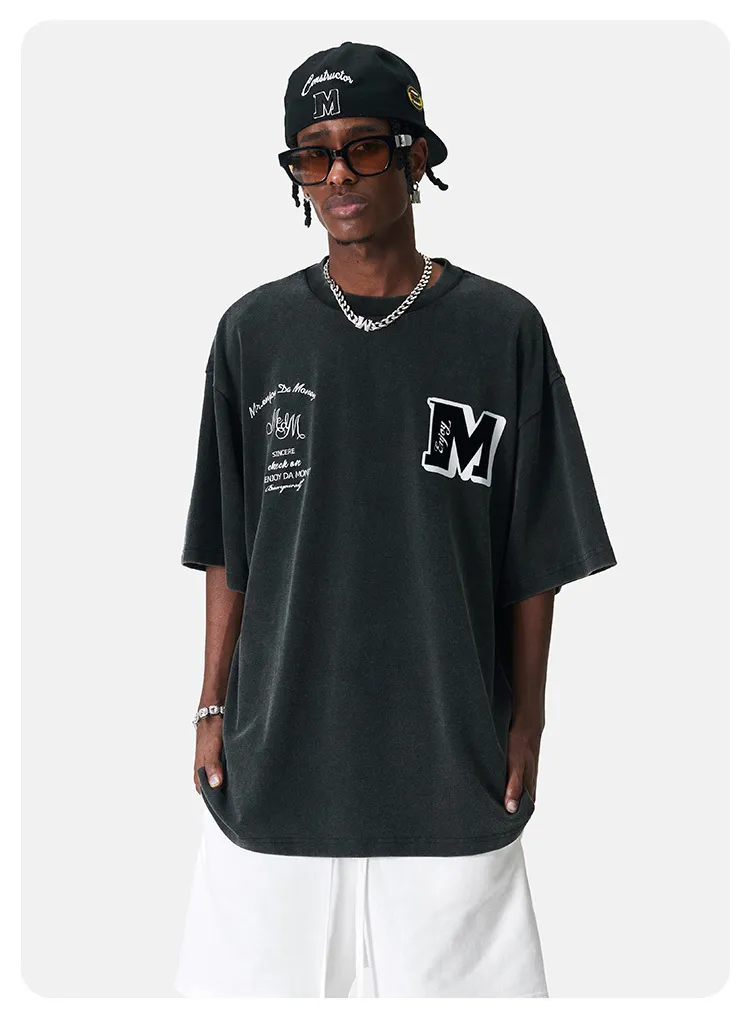 MR. ENJOY DA MONEY  |Crew Neck Unisex Street Style Plain Cotton Short Sleeves