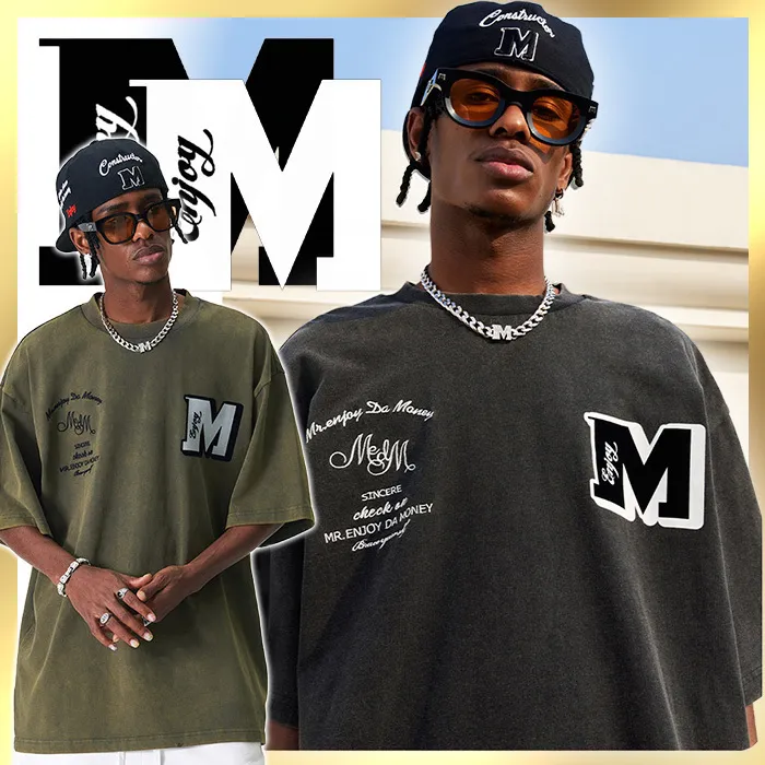 MR. ENJOY DA MONEY  |Crew Neck Unisex Street Style Plain Cotton Short Sleeves