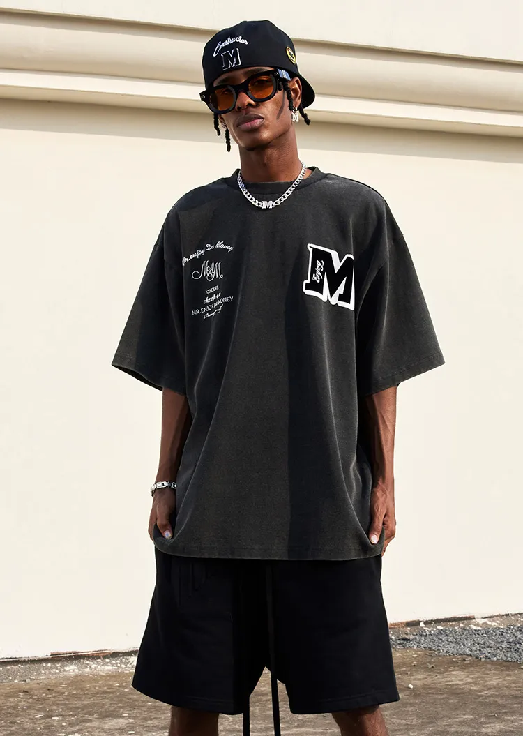 MR. ENJOY DA MONEY  |Crew Neck Unisex Street Style Plain Cotton Short Sleeves