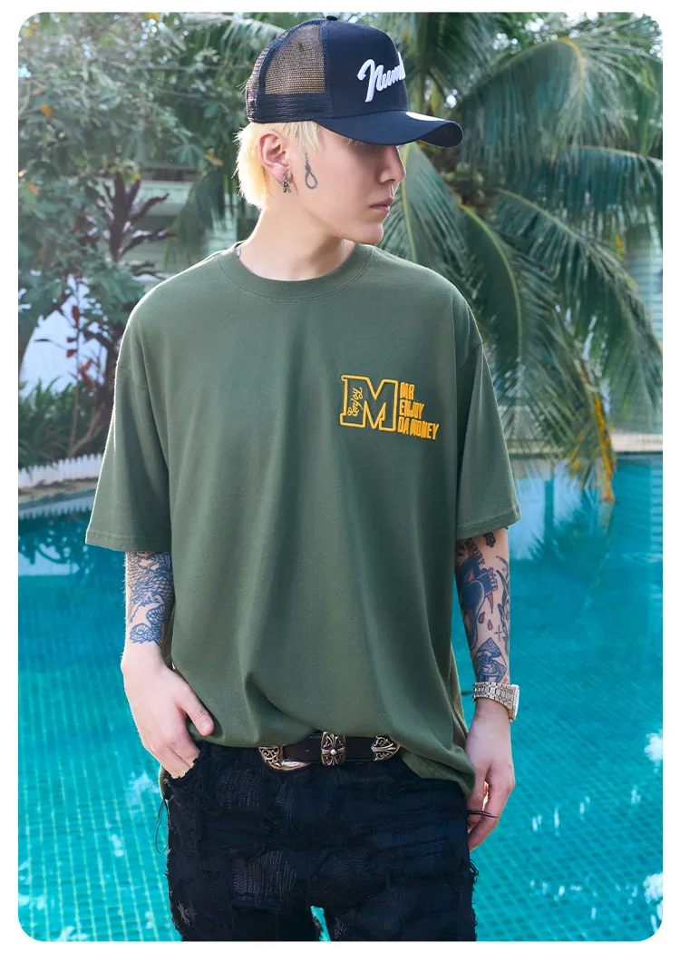 MR. ENJOY DA MONEY  |Unisex Street Style Plain Oversized Logo T-Shirts