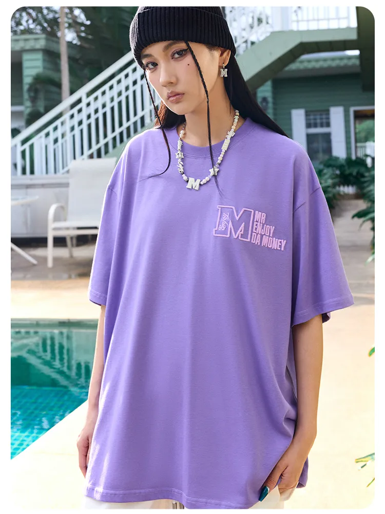 MR. ENJOY DA MONEY  |Unisex Street Style Plain Oversized Logo T-Shirts