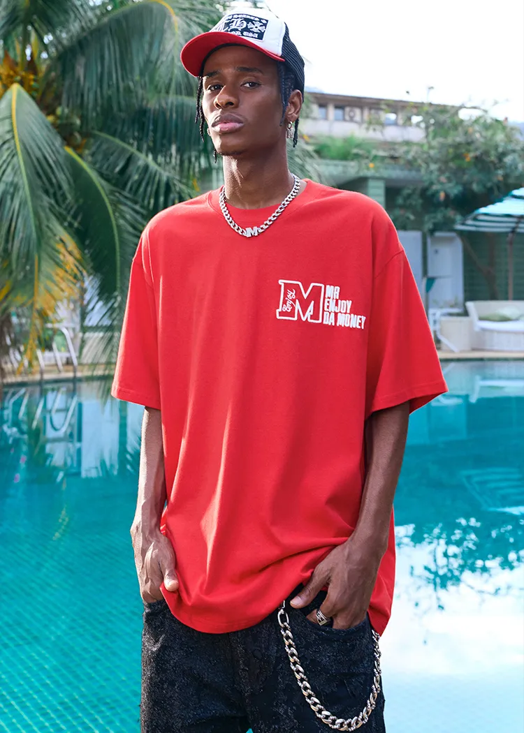 MR. ENJOY DA MONEY  |Unisex Street Style Plain Oversized Logo T-Shirts