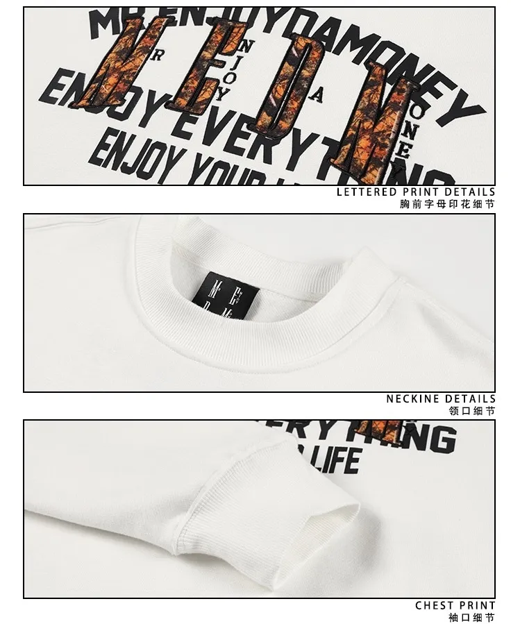 MR. ENJOY DA MONEY  |Unisex Street Style U-Neck Long Sleeves Plain Cotton