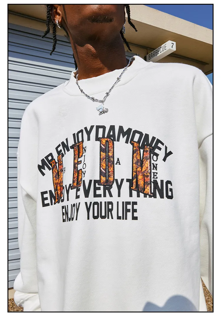 MR. ENJOY DA MONEY  |Unisex Street Style U-Neck Long Sleeves Plain Cotton