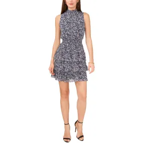 MSK Womens Petites Floral Print Tiered Fit & Flare Dress