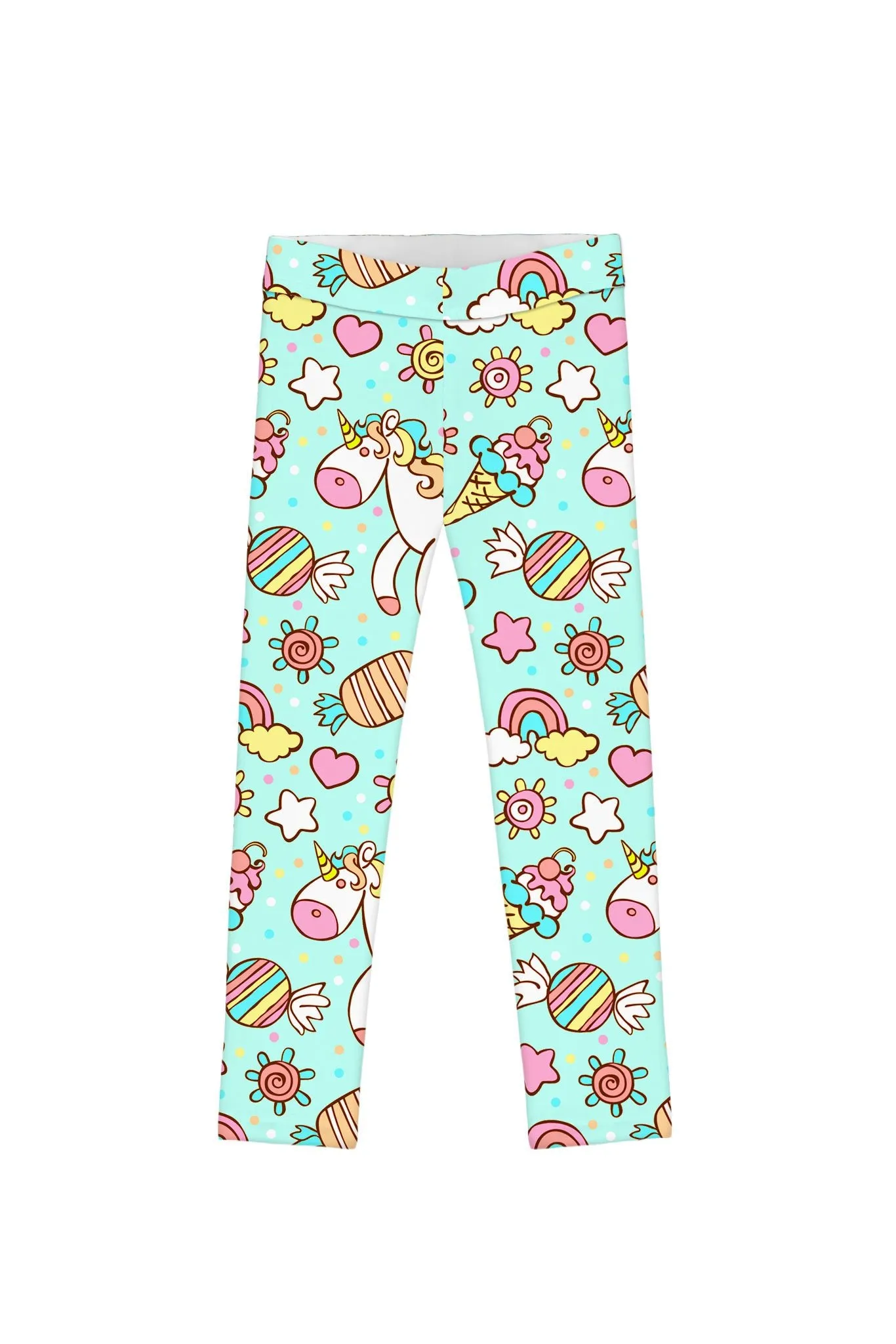 My Friend Unicorn Lucy Cute Colorful Mint Printed Leggings - Girls