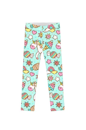 My Friend Unicorn Lucy Cute Colorful Mint Printed Leggings - Girls