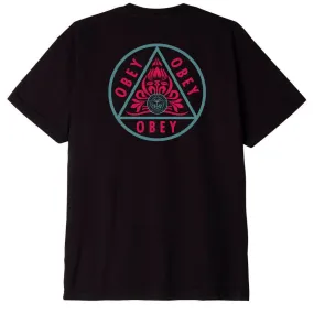 Obey Pyramid Orange Tee In Faded Black