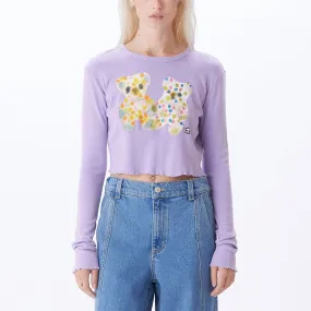 Obey Watercolor Teddy Bears Crop Tee Long Sleeve In Digital Lavender