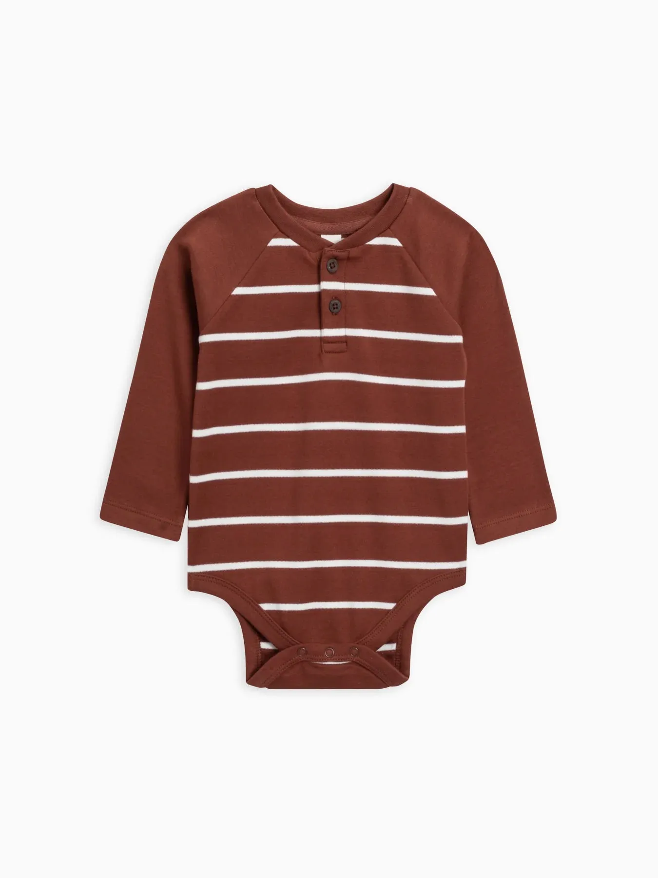 Organic Lucas Raglan Henley Bodysuit - Albers Stripe / Sumac