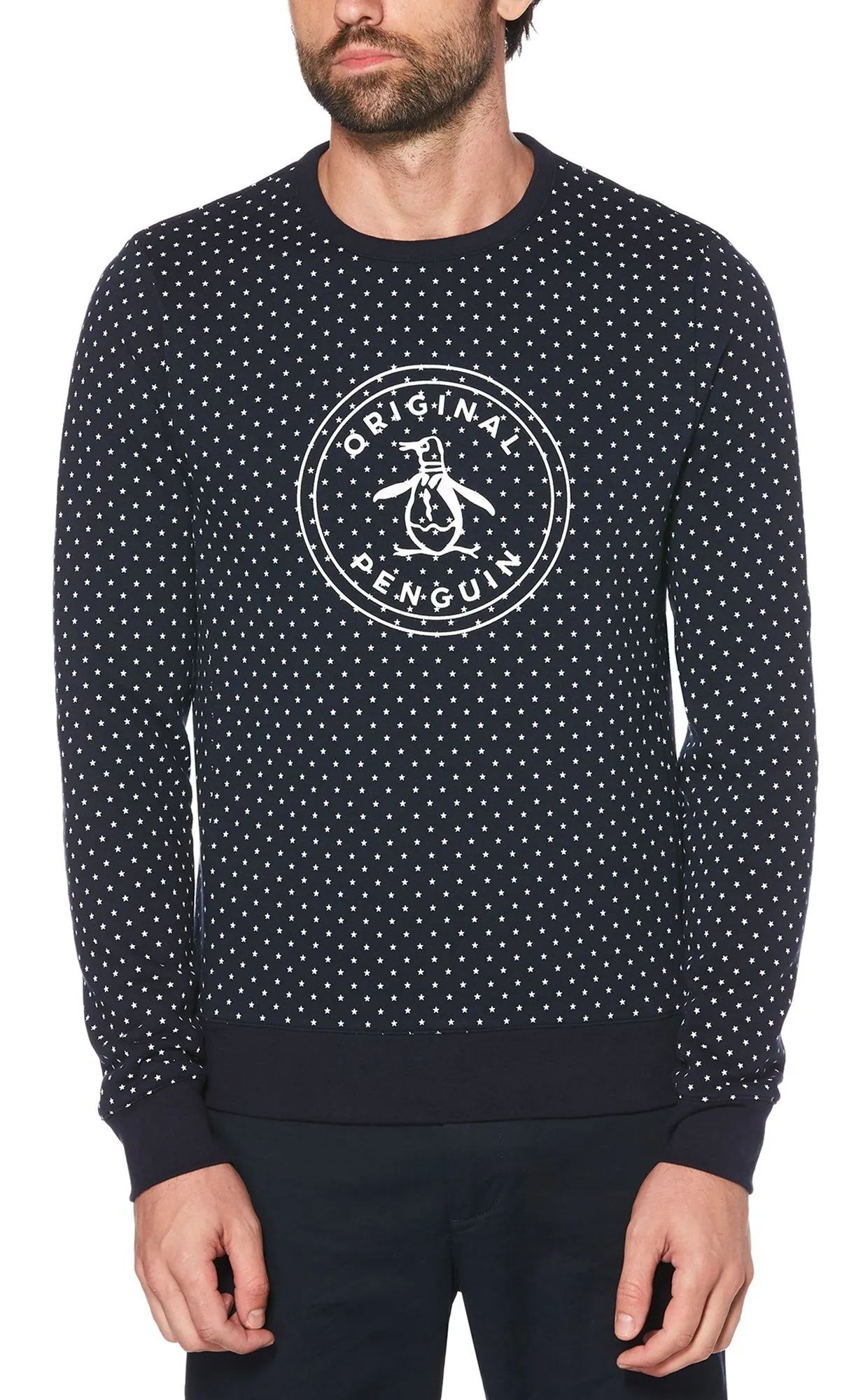 Original Penguin Star Print Crew Neck Sweatshirt Dark Sapphire