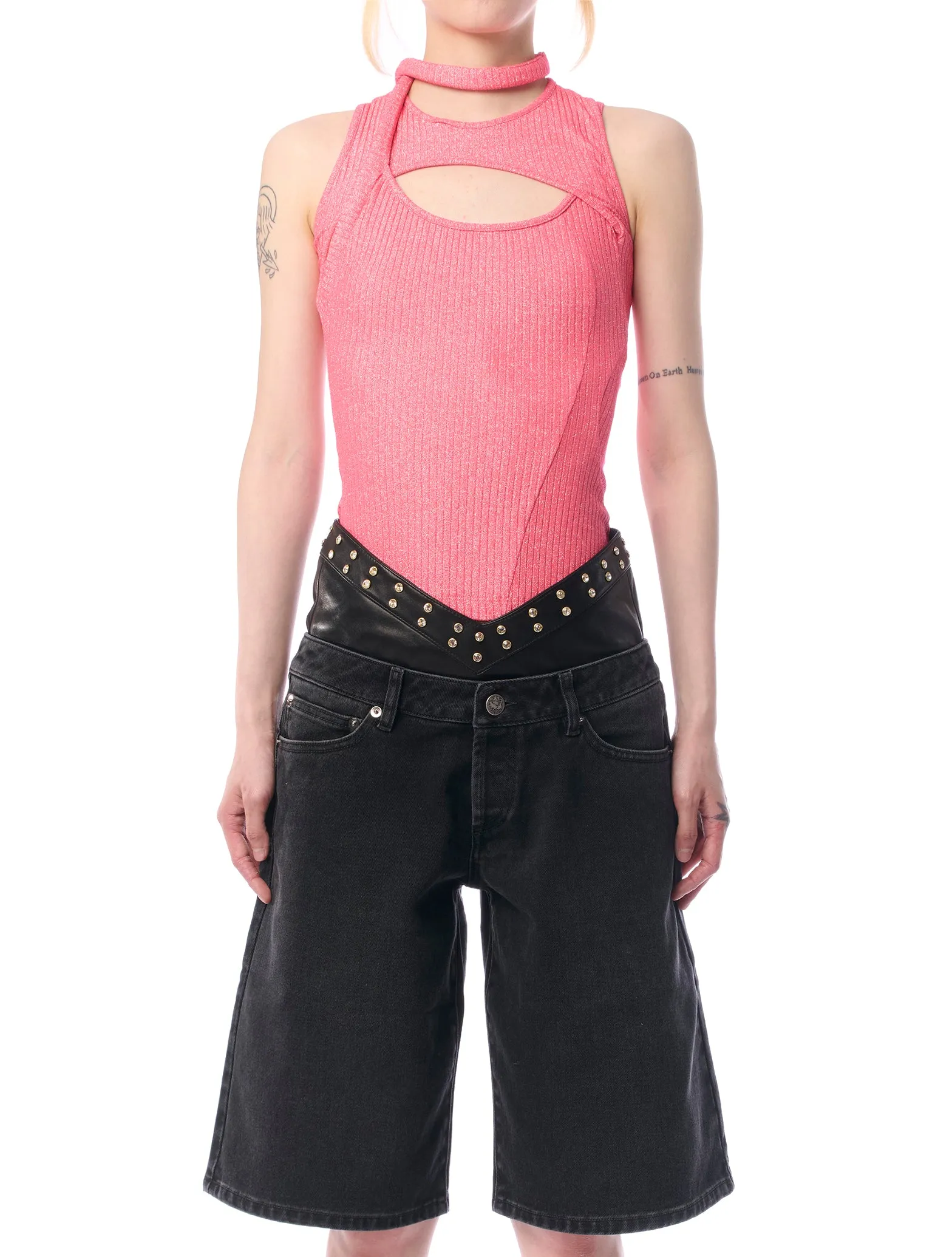 Ottolinger Layered Cut-Out Pink Tank Top