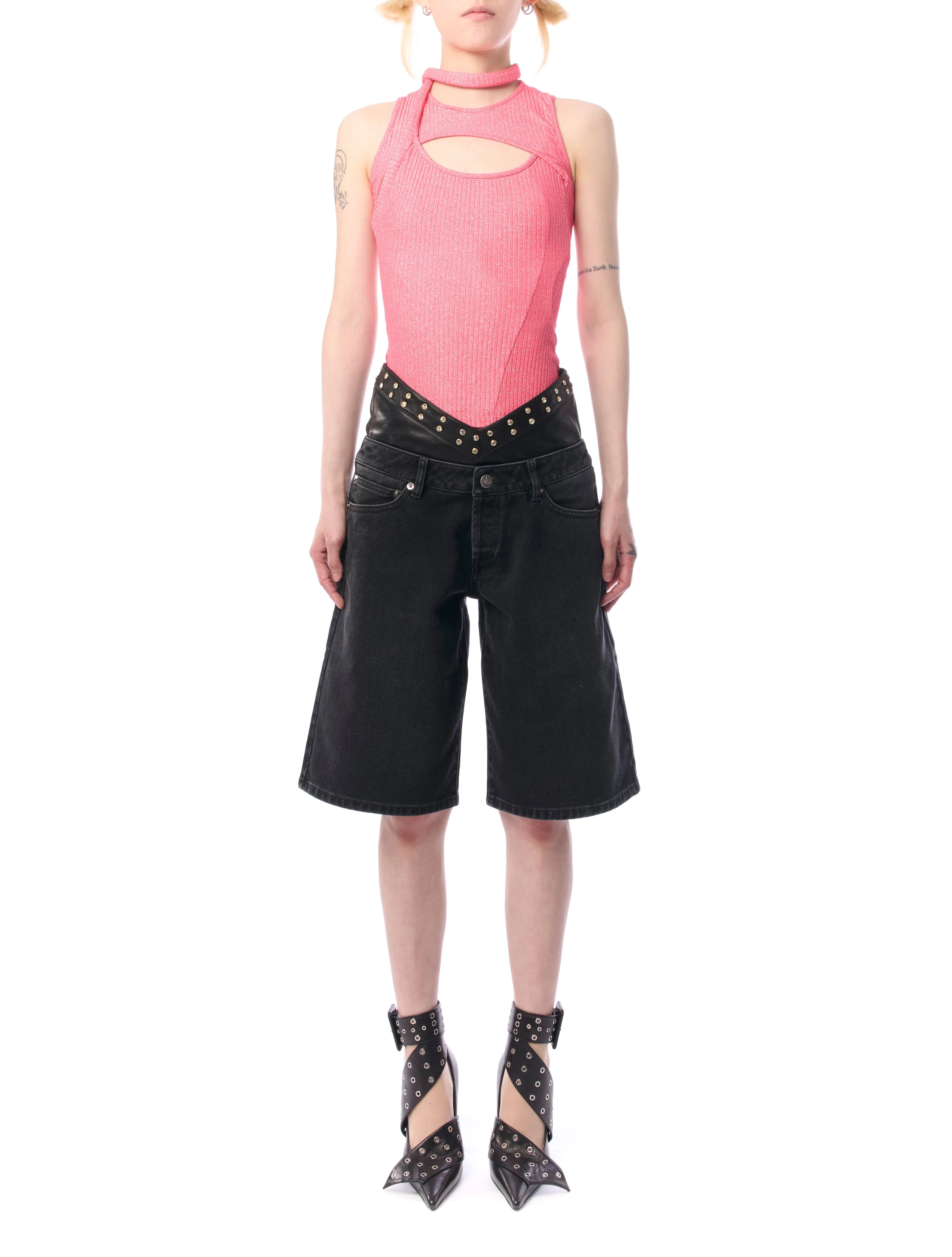 Ottolinger Layered Cut-Out Pink Tank Top