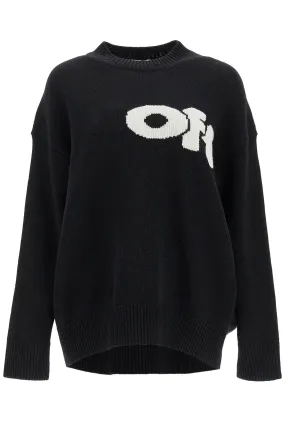 oversized sweater OWHE106F24KNI001 BLACK - WHITE