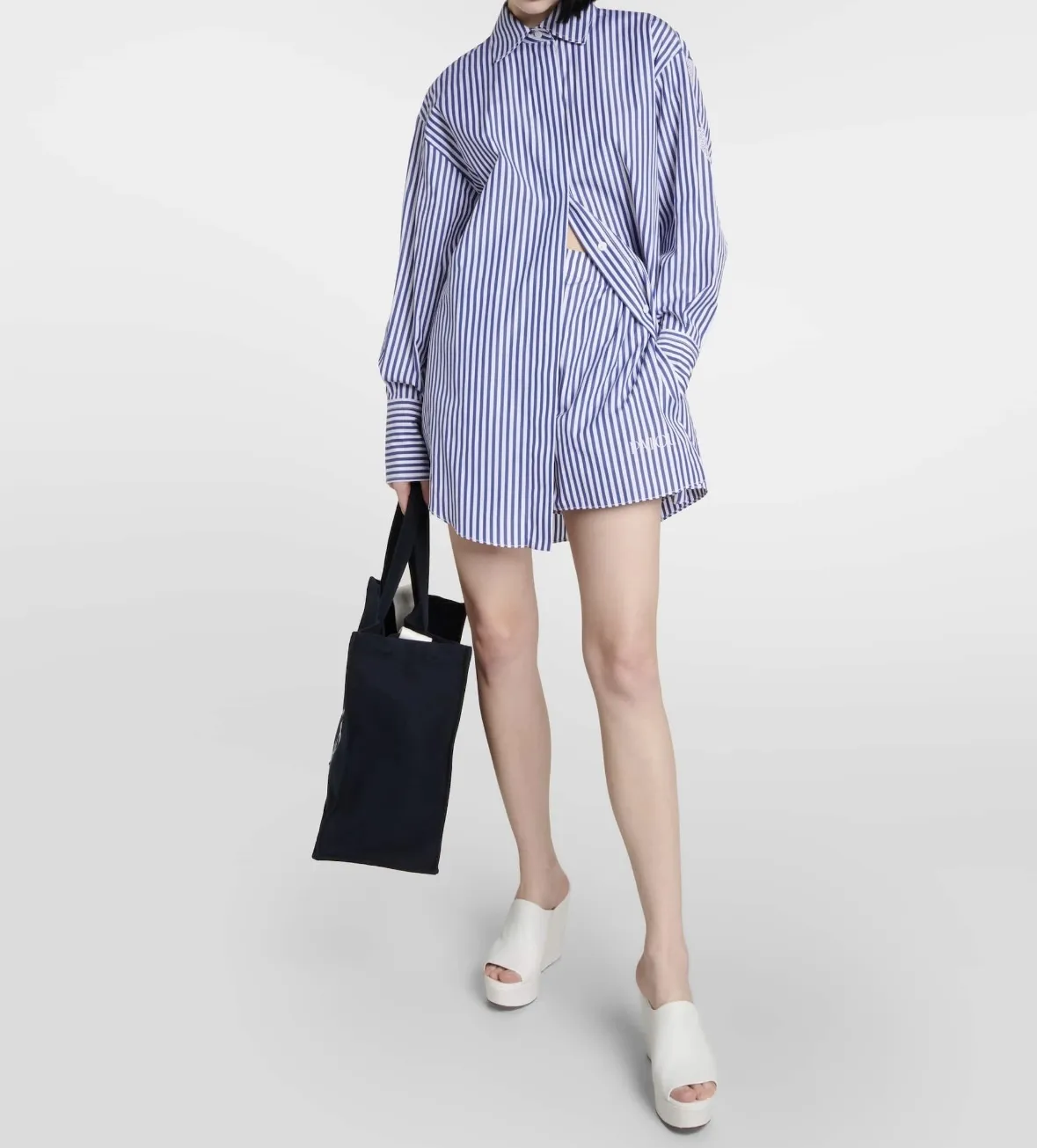 PATOU  |Stripes Casual Style Long Sleeves Cotton Oversized