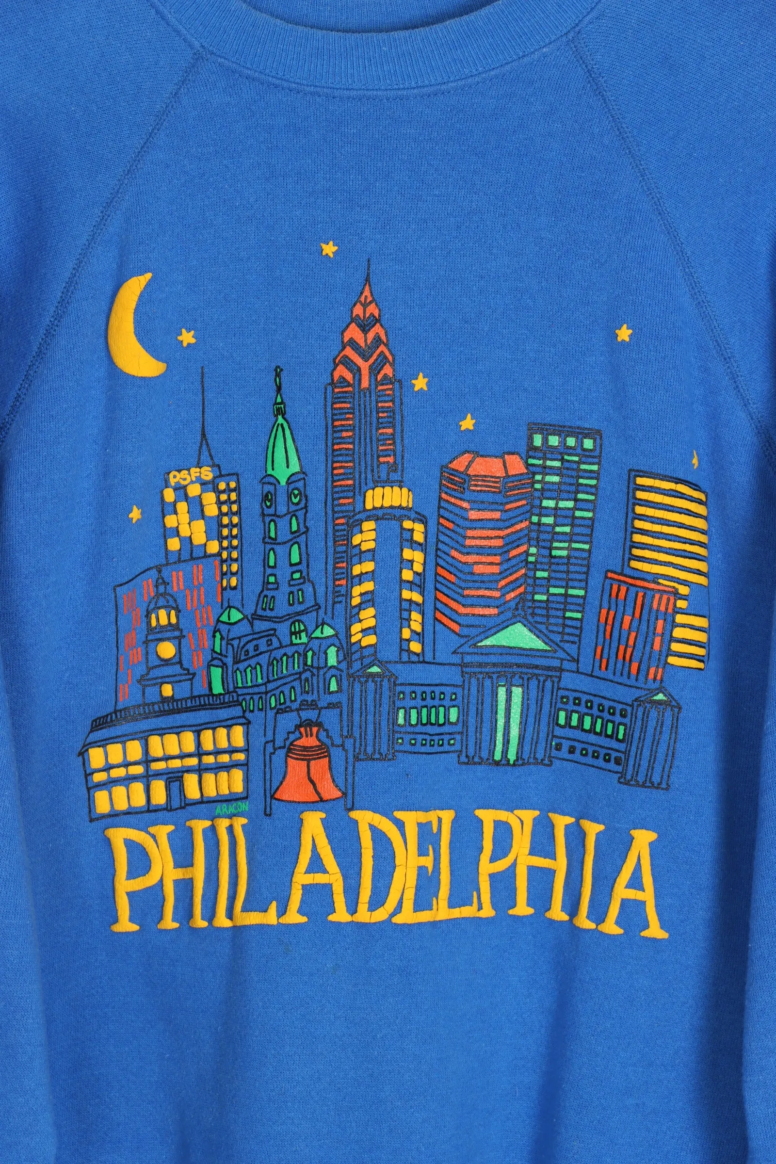 Philadelphia Retro Puff Print Night Skyline Sweatshirt (M-L)