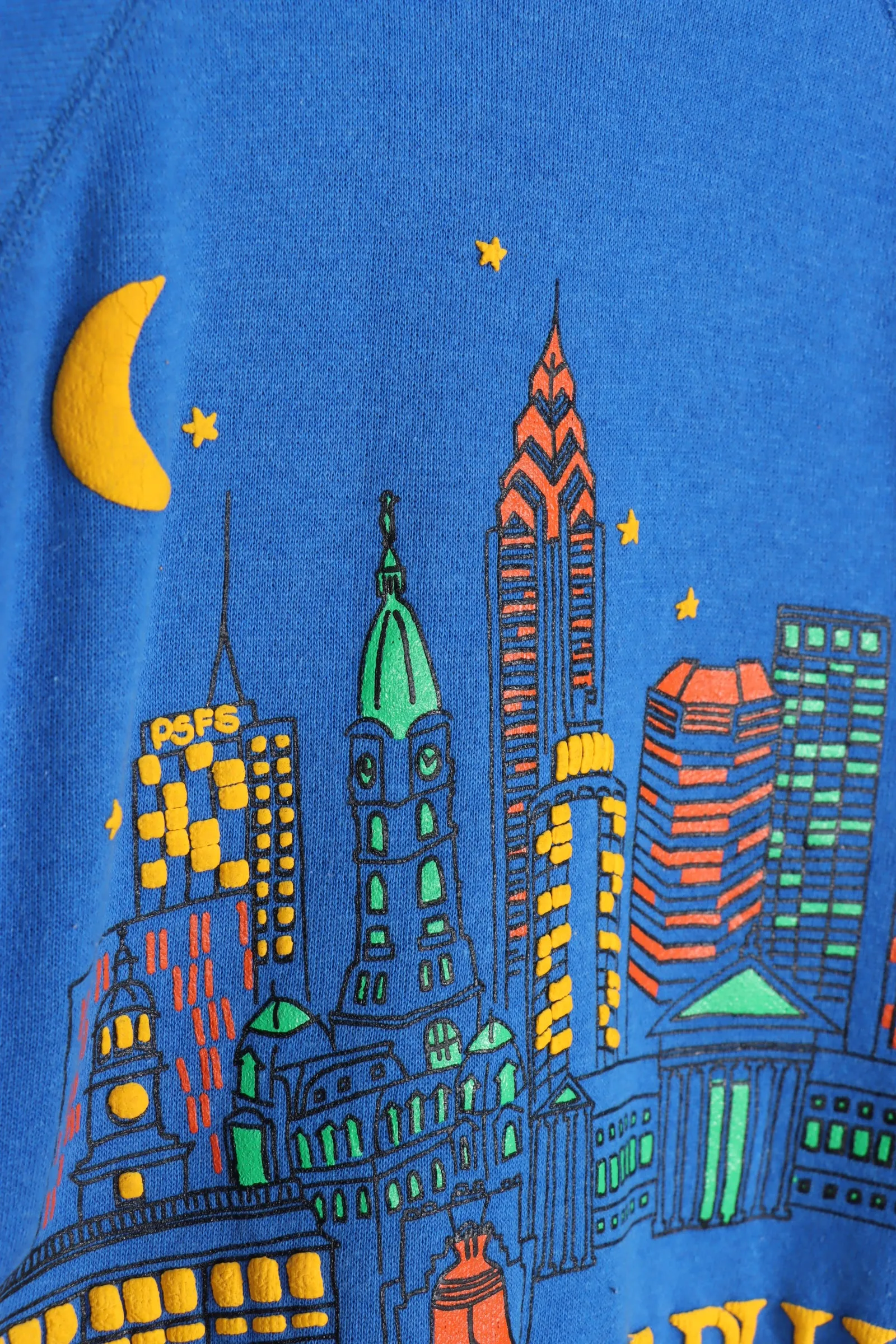 Philadelphia Retro Puff Print Night Skyline Sweatshirt (M-L)