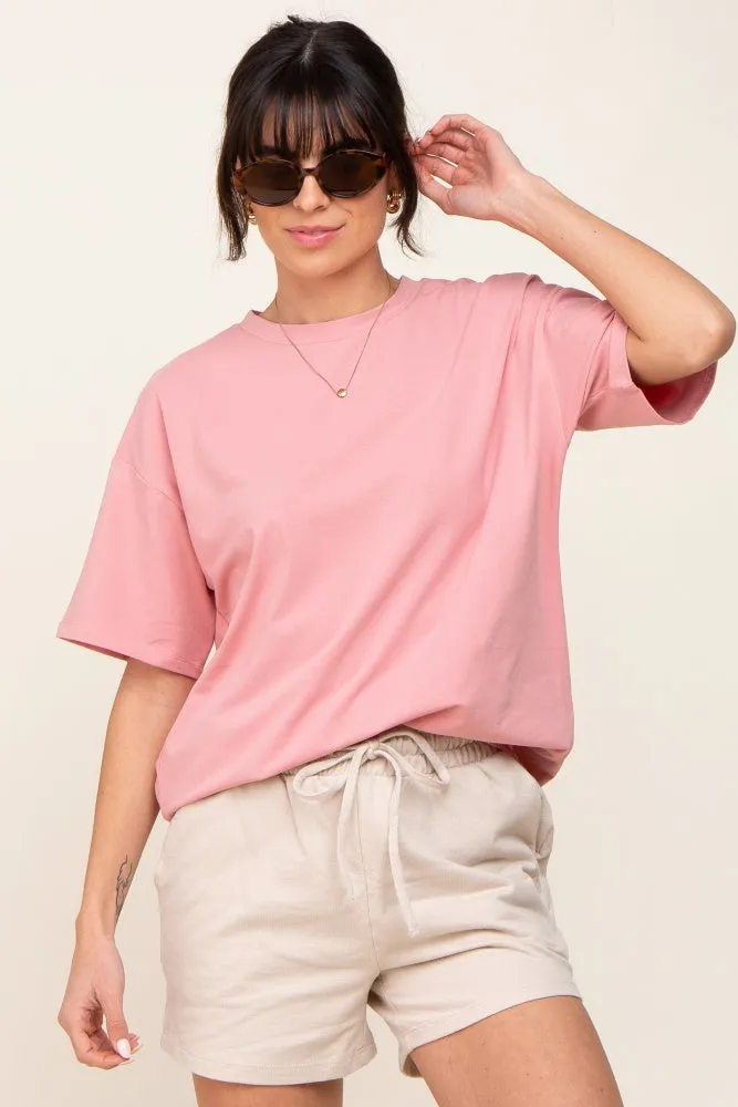 Pink Oversized Basic Tee