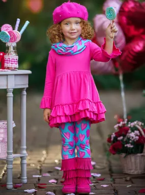 Precious Hearts Tunic, Scarf And Legging Set