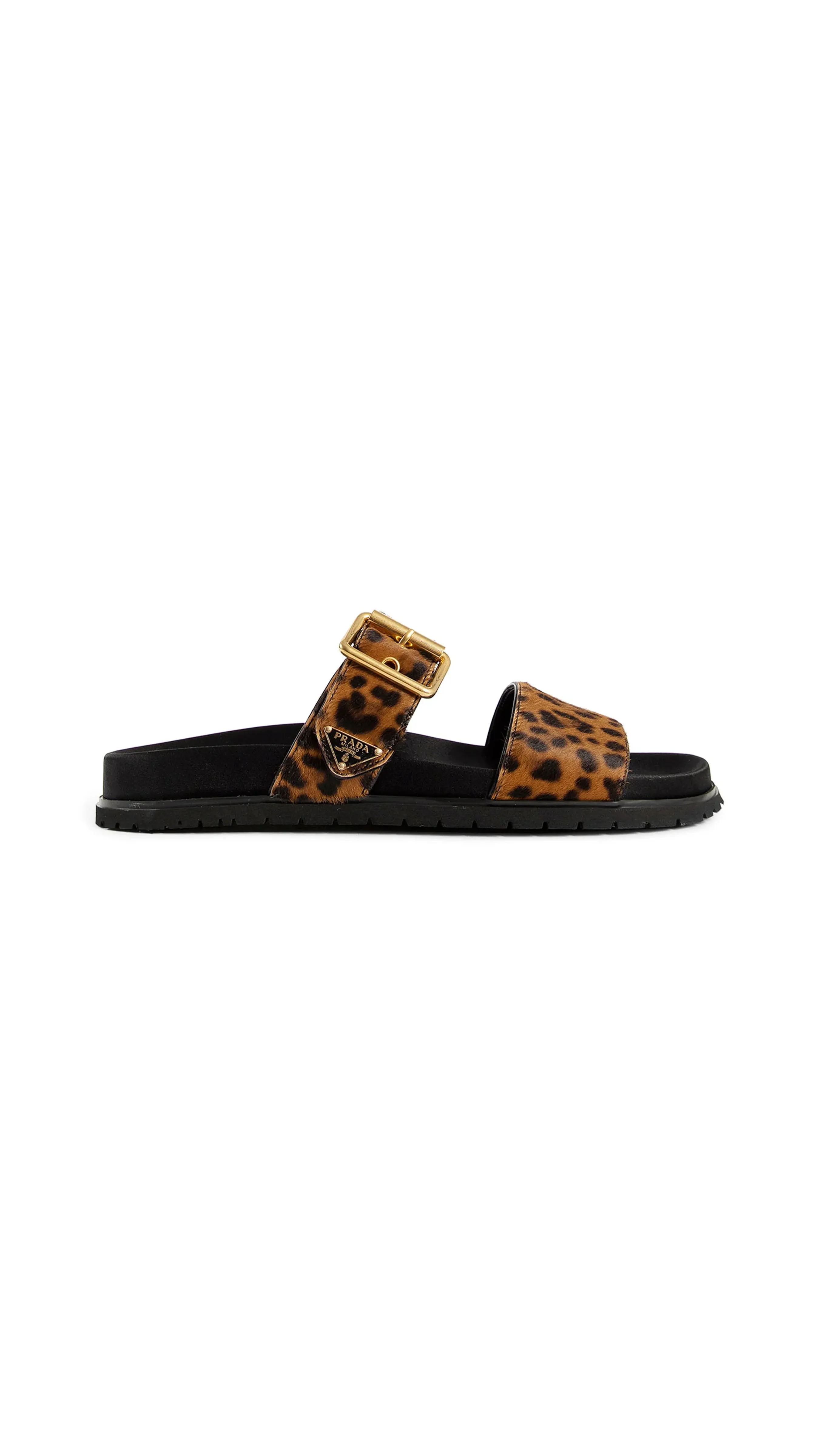 Printed Leather Slides - Leopard